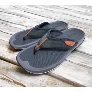 LL BEAN Men's 11 Swift River Sport Flip Flop Gray Suede Vertigrip Trail Hike